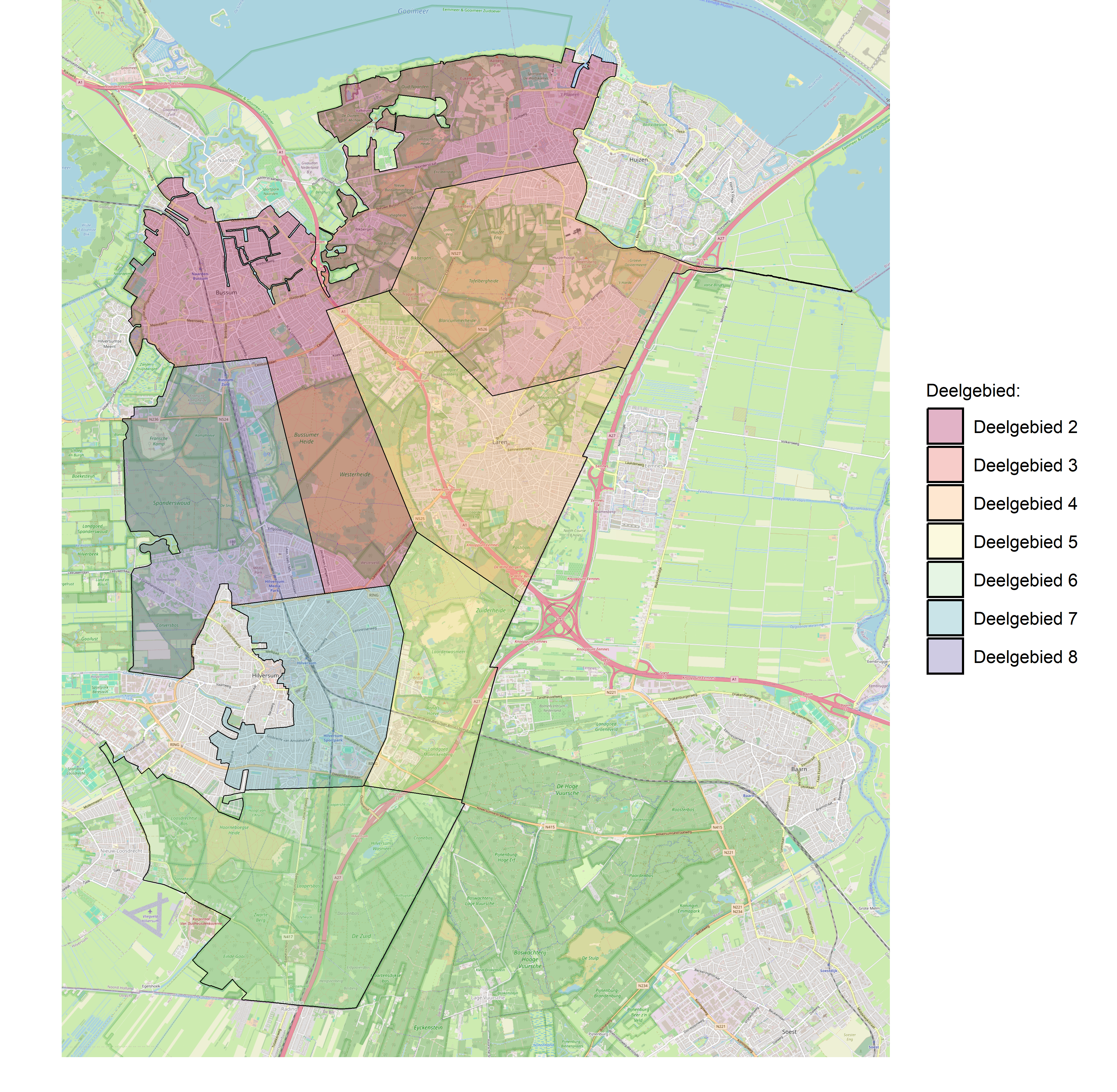 Figure 1: Kaart met deelgebieden.